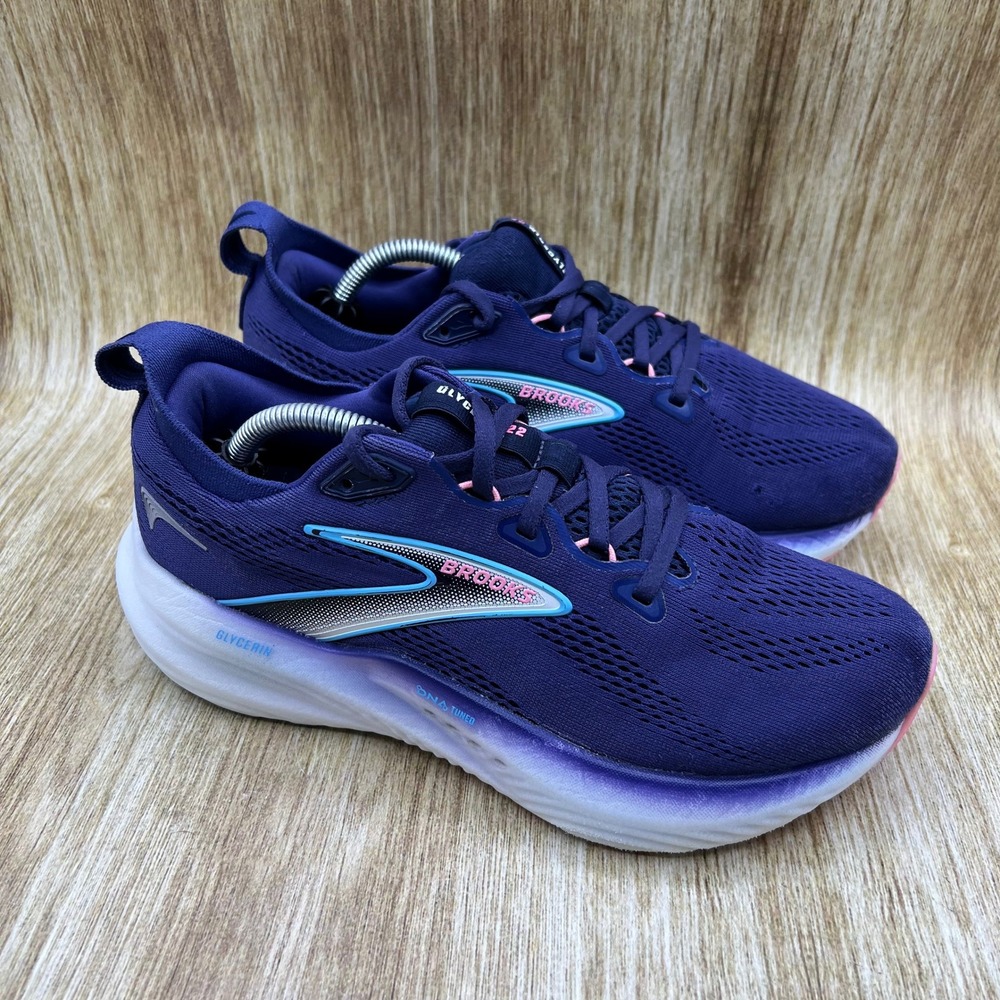 Brooks Glycerin 22 Women's Size 8 Wide Navy Blue Pink Running Shoes 1204341D429